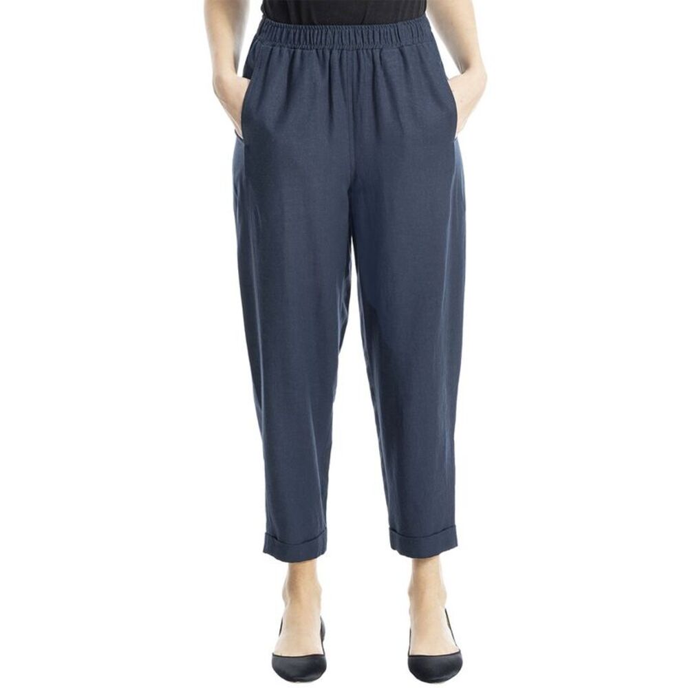 Max Studio Womens  Linen-Blend Pant, Blue